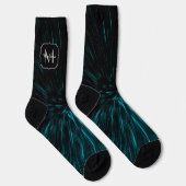 Cool blaues Hypergalaxie-Monogramm der Abstrakten  Socken (Rechts)
