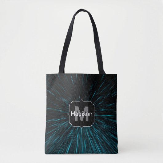 Cool blaues Hypergalaxie-Monogramm der Abstrakten Tasche (Vorderseite)