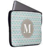 Cool-blaugraues Zickzack Muster Monogramm Laptopschutzhülle (Vorne Rechts)