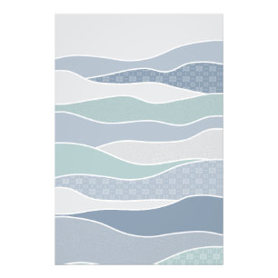 Cool blaugrüne, abgerundete Streifen Abstrakte Wav Fotodruck