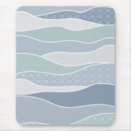 Cool blaugrüne, abgerundete Streifen Abstrakte Wav Mousepad