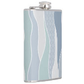 Cool blaugrüne Streifen Abstrakte Waves Name Flachmann (Rechts)