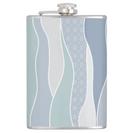 Cool blaugrüne Streifen Abstrakte Waves Name Flachmann