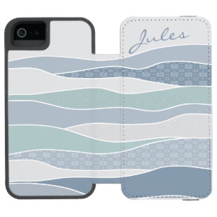 Cool blaugrüne Streifen Abstrakte Waves Name Incipio Watson™ iPhone 5 Geldbörsen Hülle