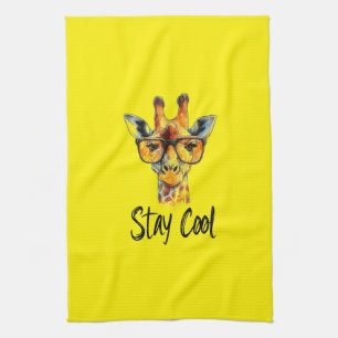 Cool bleibe - Giraffe mit Sonnenbrillen Illustrati Geschirrtuch