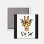 Cool bleibe - Giraffe mit Sonnenbrillen Illustrati Magnet (Vorderseite/Rückseite)
