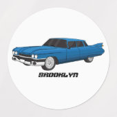 Cool blue 1959 classic car etiketten (Design 1)