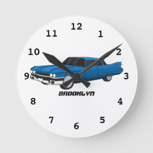 Cool blue 1959 classic car runde wanduhr