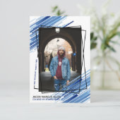 Cool Blue Abstrakt Foto Abschluss Ankündigung (Stehend Vorderseite)