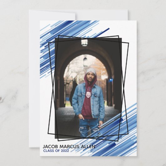 Cool Blue Abstrakt Foto Abschluss Einladung (Vorderseite)