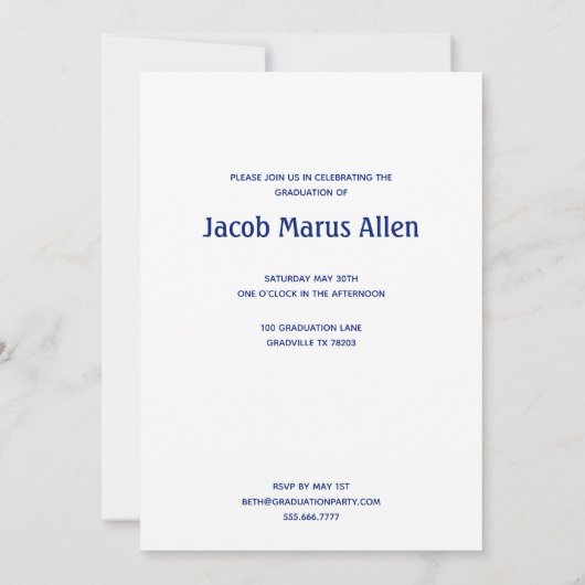 Cool Blue Abstrakt Foto Abschluss Einladung (Rückseite)