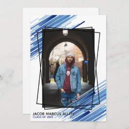 Cool Blue Abstrakt Foto Abschluss Einladung