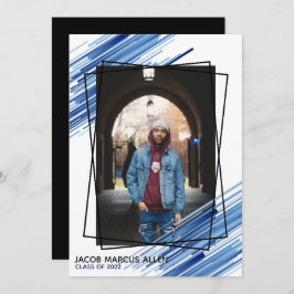 Cool Blue Abstrakt Foto Abschluss Einladung