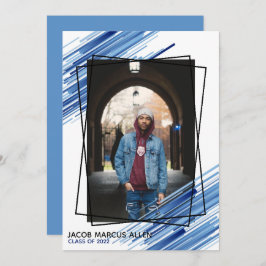 Cool Blue Abstrakt Foto Abschluss Einladung