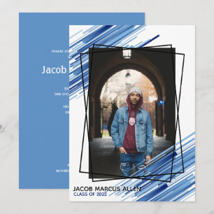 Cool Blue Abstrakt Foto Abschluss Einladung