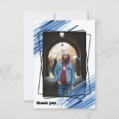 Cool Blue Abstrakt Foto Abschluss Vielen Dank Einladung (Vorderseite)