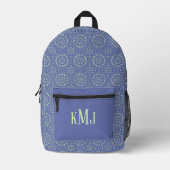 Cool Blue and Green Modern Monogram Bedruckter Rucksack (Vorderseite)