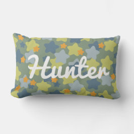 Cool Blue and Green Star Camouflage Boys Room Lendenkissen