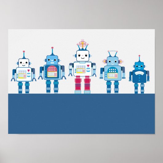 Cool Blue and Red Roboter Poster (Vorne)