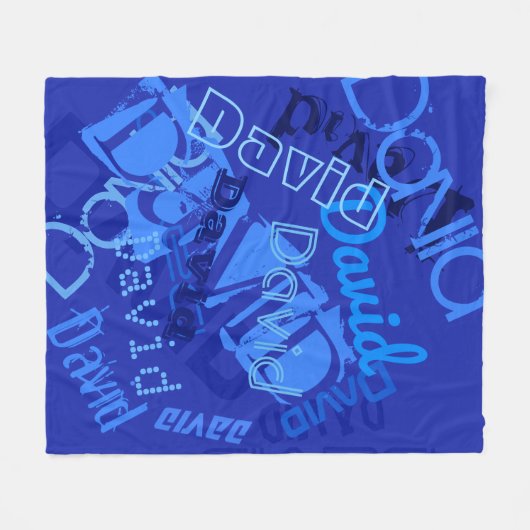 Cool Blue Any Name Collage Fleecedecke (Vorderseite (Horizontal))