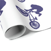 Cool Blue BMX Biker Geschenkpapier (Rolleneckpunkt)