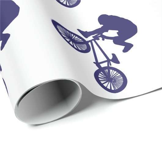 Cool Blue BMX Biker Geschenkpapier (Rolleneckpunkt)