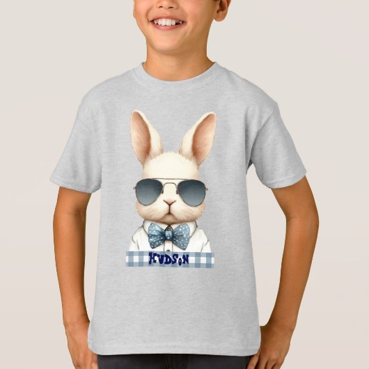 Cool Blue Bowtie Osterfest Personalisierter T - Sh T-Shirt (Vorderseite)