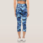 Cool Blue Camouflage PERSONALIZE Capri Leggings (Rückseite)