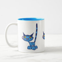 Cool Blue Cartoon Cat