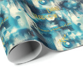 Cool Blue Digital Inspiriert, benutzerdefiniertes Geschenkpapier (Rolleneckpunkt)