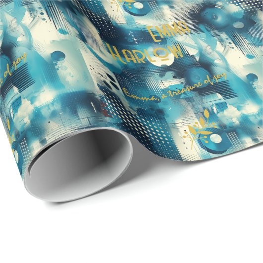 Cool Blue Digital Inspiriert, benutzerdefiniertes  Geschenkpapier (Rolleneckpunkt)