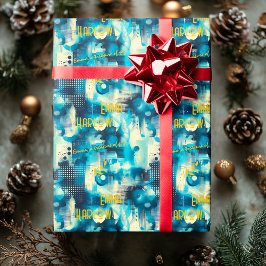 Cool Blue Digital Inspiriert, benutzerdefiniertes Geschenkpapier