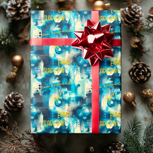 Cool Blue Digital Inspiriert, benutzerdefiniertes Geschenkpapier