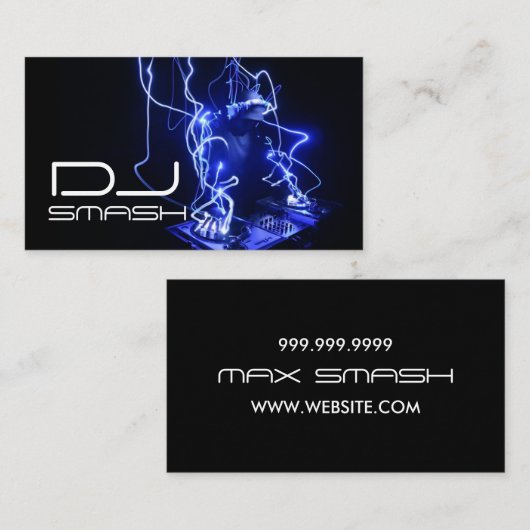 Cool Blue DJ Music Business Card Visitenkarte (Vorne/Hinten)