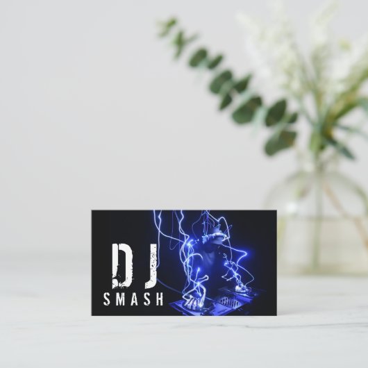 Cool Blue DJ Music Business Card Visitenkarte (Stehend Vorderseite)