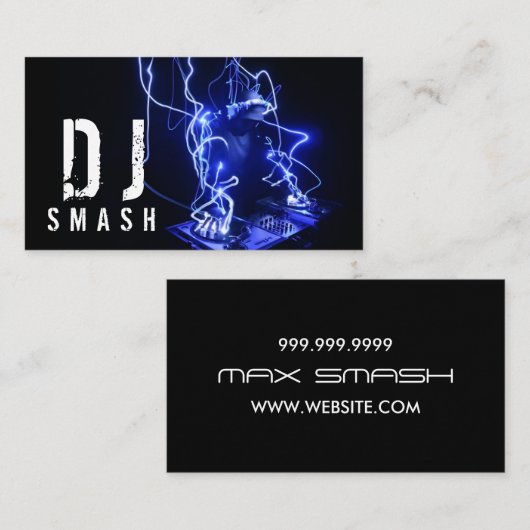 Cool Blue DJ Music Business Card Visitenkarte (Vorne/Hinten)