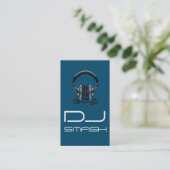 Cool Blue DJ Music Business Card Visitenkarte (Stehend Vorderseite)