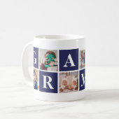 Cool Blue Foto Collage Personalisiert Gramps Tasse (Vorderseite Links)