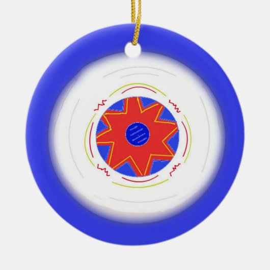 Cool Blue Frisbee Keramikornament (Vorne)