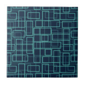 Cool Blue Geometric Grid Pattern Ceramic Tile Fliese (Vorderseite)