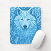 Cool Blue Geometric Wolf Low Poly Abstract Gaming Mousepad (Mit Mouse)