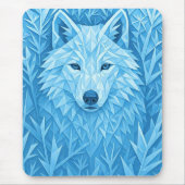 Cool Blue Geometric Wolf Low Poly Abstract Gaming Mousepad (Vorne)