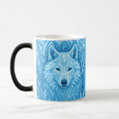 Cool Blue Geometric Wolf Low Poly Abstract Morphin Verwandlungstasse (Links)