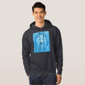 Cool Blue Geometric Wolf Low Poly Abstract Premium Hoodie (Vorne ganz)