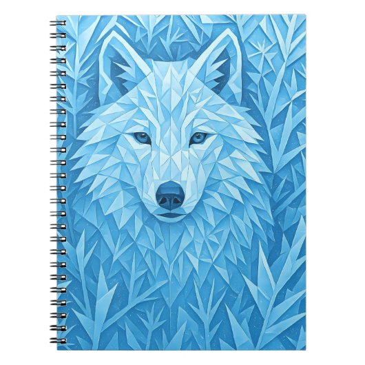 Cool Blue Geometric Wolf Low Poly Aesthetic School Notizblock (Vorderseite)