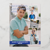 Cool Blue Gold Fotos Magazine Cover Abschluss Folieneinladung (Rückseite)