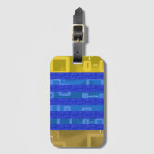 Cool Blue Gold Geometric Stripes Gepäckanhänger (Vorderseite Vertikal)