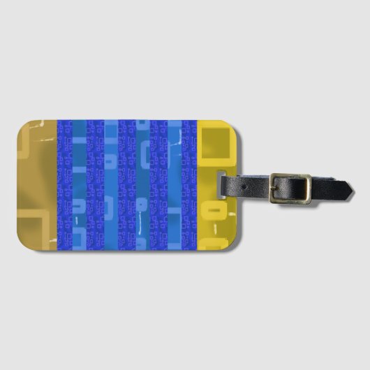 Cool Blue Gold Geometric Stripes Gepäckanhänger (Vorderseite (Horizontal))