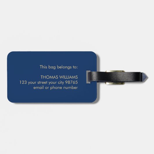 Cool Blue Golden Yellow Bold Bon Voyage Gepäckanhänger (Rückseite horizontal)