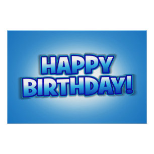 "Cool Blue" Happy Birthday Party Veranstaltungsort Poster